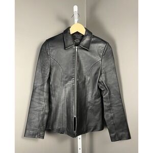 Triziana SZ S Women's Black 100% Leather Moto Jacket 90's Vintage Grunge